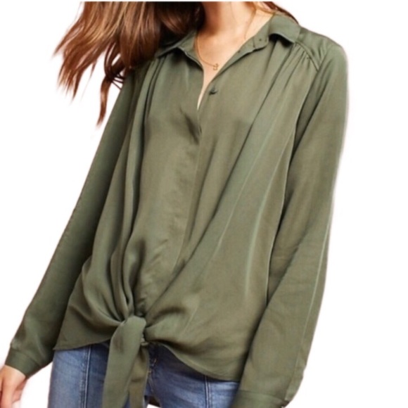 Maeve by Anthropologie Olive Tuesday Button Down  Size XS - Picture 1 of 9